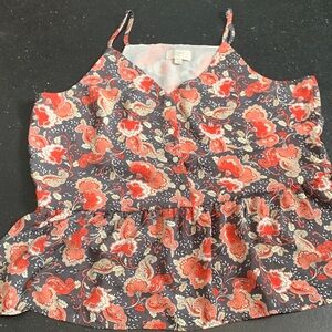 LOFT Paisley Floral Camisole - Red and Gray -large
